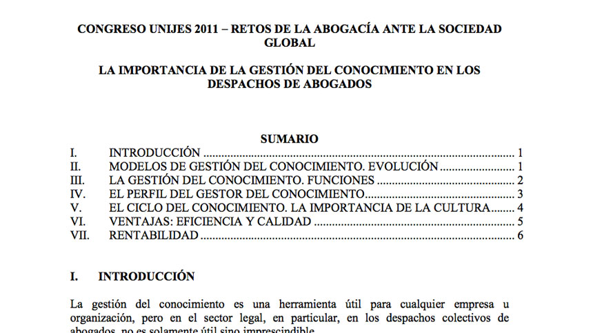 Un buen ejemplo de Gestión del Conocimiento en el ámbito jurídico *