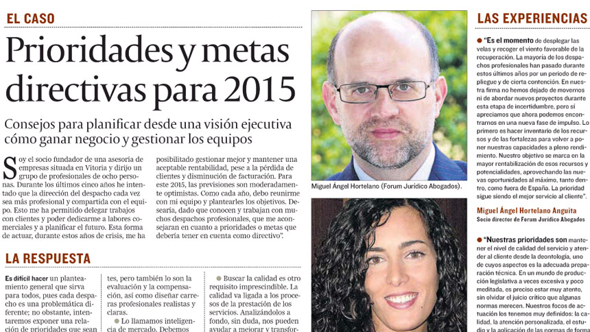 Prioridades y metas directivas para 2015