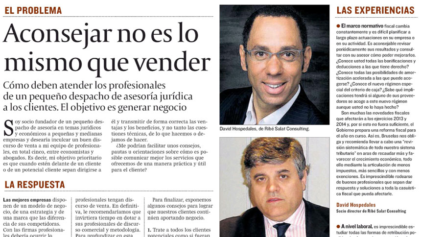 Aconsejar no es lo mismo que vender