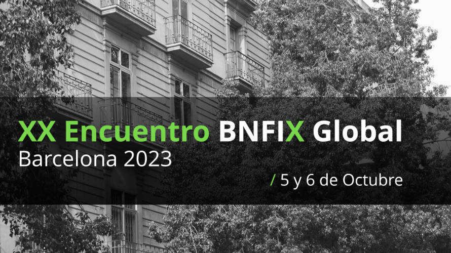 Cartel del XX Encuentro BNFIX Global 2023 en Barcelona